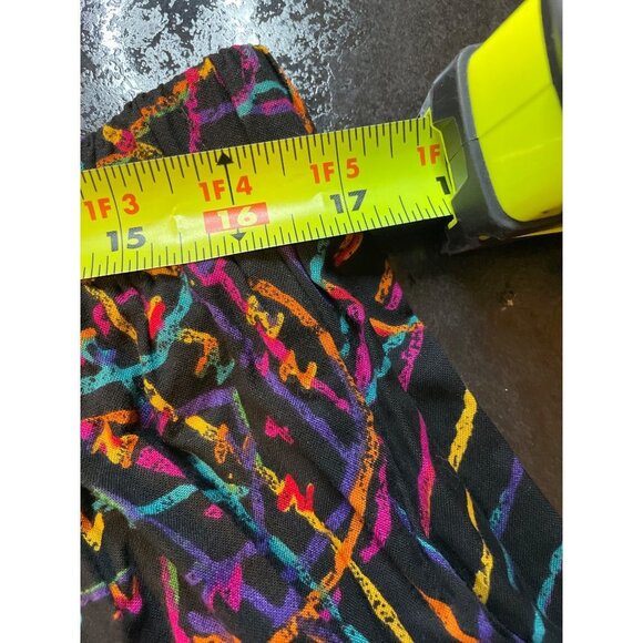 Vintage 90s Black Multicolor Squiggles Made in USA Basic Editions Shorts Sz 18 - Picture 9 of 11